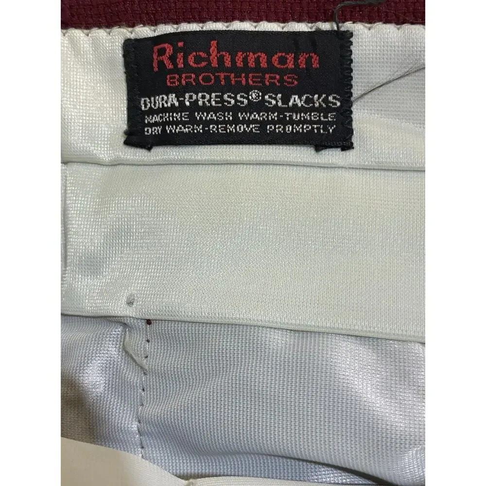 Vintage Richman Brothers Burgundy Slacks Disco Dura-Press 36x30 Men’s